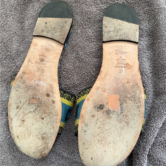 Dior Blue and Gold Floral Sandals - Picture 3 of 3